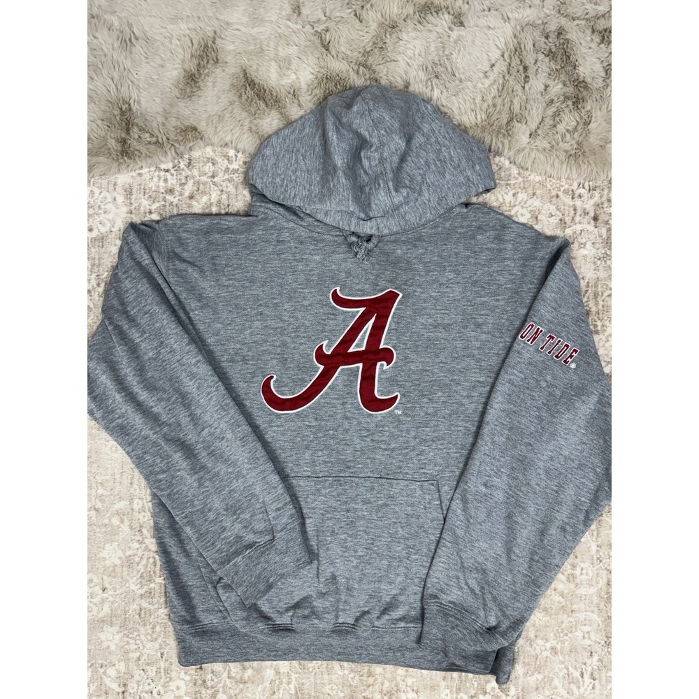 VTG Alabama Crimson Tide Gray Hoodie M Red Gray Pullover Stadium Athletics